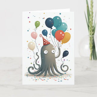 Octopus Party Folded Greeting Card