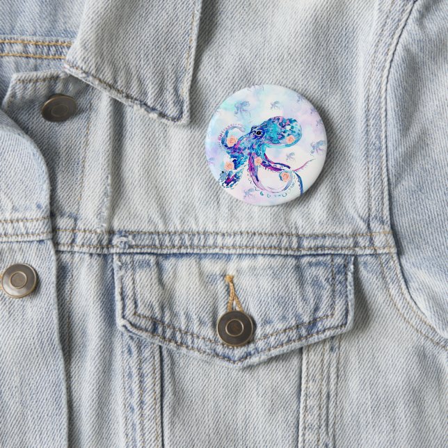 octopus pastel in dream 2 inch round button (In Situ)