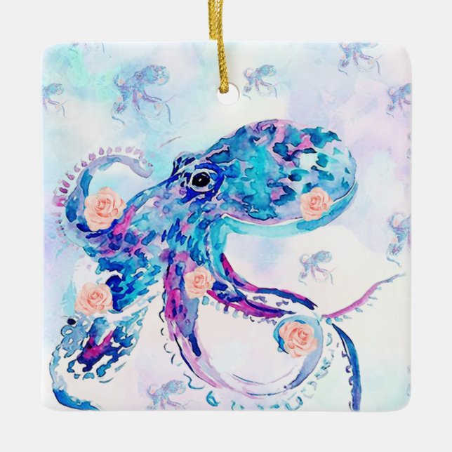 octopus pastel in dream ceramic ornament (Front)