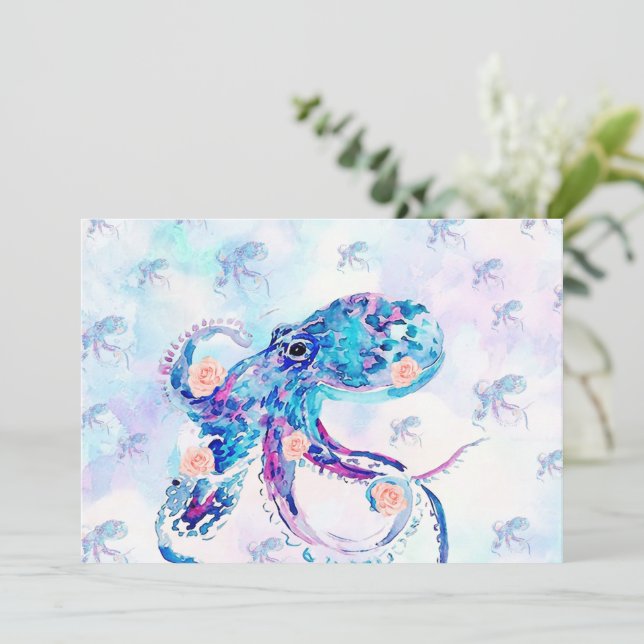 octopus pastel in dream holiday card (Standing Front)
