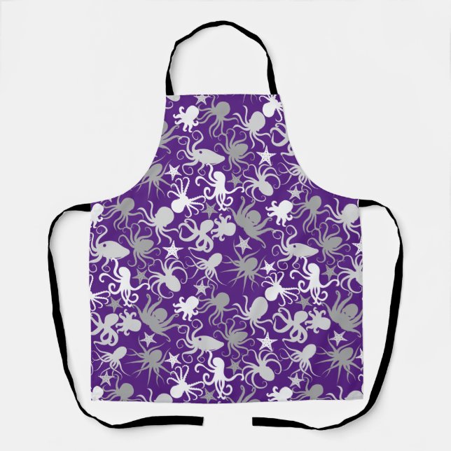 Octopus Pattern.b D Purple BG Apron (Front)