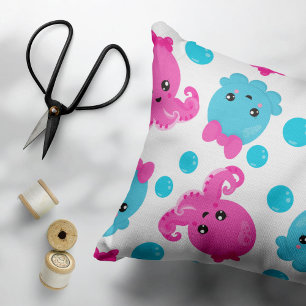 Octopus Pattern, Cute Octopus, Sea Animals Accent Pillow