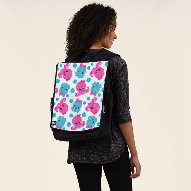 Octopus Pattern, Cute Octopus, Sea Animals Backpack (Worn)