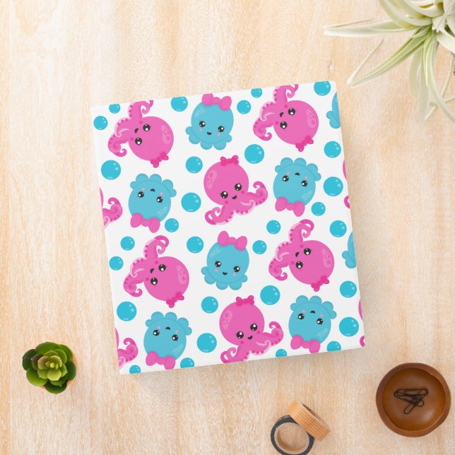 Octopus Pattern, Cute Octopus, Sea Animals Binder (In Situ)