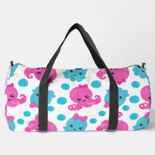 Octopus Pattern, Cute Octopus, Sea Animals Duffle Bag