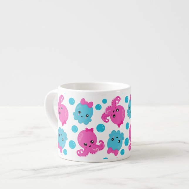 Octopus Pattern, Cute Octopus, Sea Animals Espresso Cup (Front Left)
