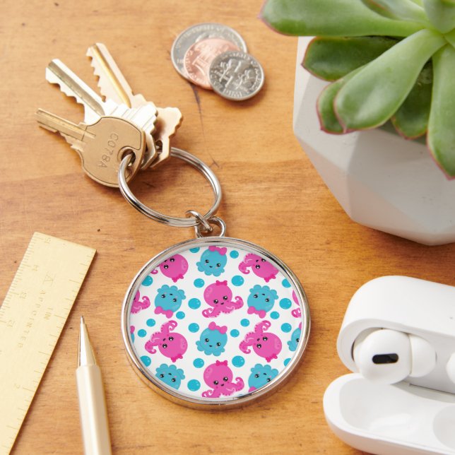 Octopus Pattern, Cute Octopus, Sea Animals Keychain (Desk)