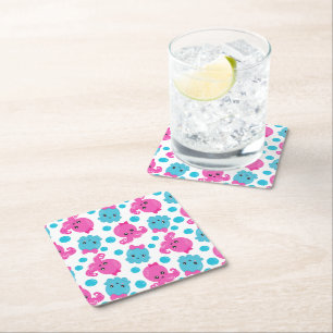 Octopus Pattern, Cute Octopus, Sea Animals Square Paper Coaster