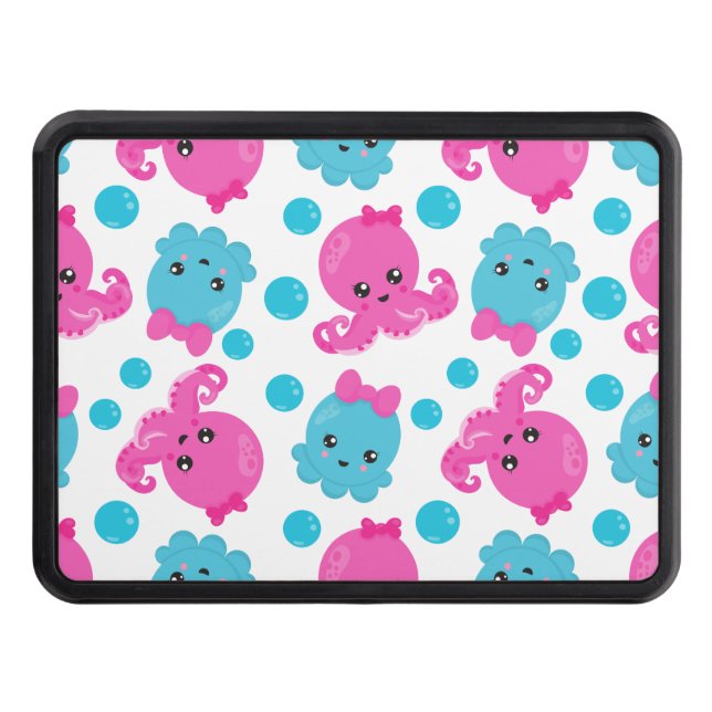 Octopus Pattern, Cute Octopus, Sea Animals Trailer Hitch Cover (Front)