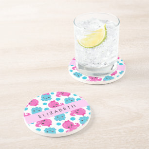 Octopus Pattern, Cute Octopus, Sea, Your Name Coaster