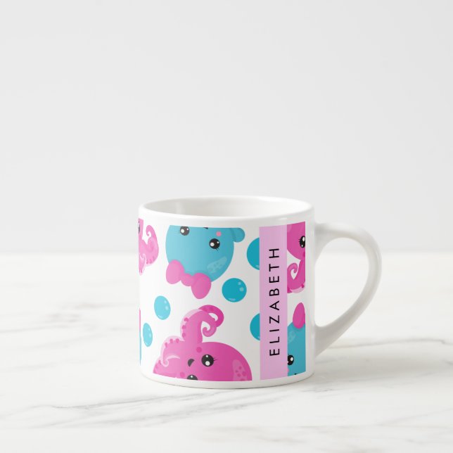 Octopus Pattern, Cute Octopus, Sea, Your Name Espresso Cup (Right)