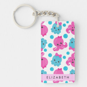 Octopus Pattern, Cute Octopus, Sea, Your Name Keychain