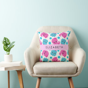 Octopus Pattern, Cute Octopus, Sea, Your Name Throw Pillow