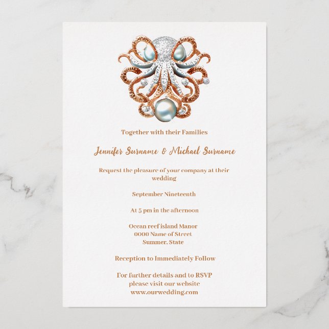 Octopus pearl nautical beach theme minimalist chic (Front)