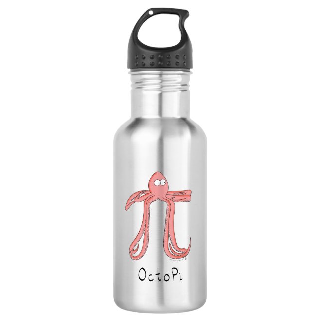 Octopus Pi Day Funny Cartoon 532 Ml Water Bottle (Front)