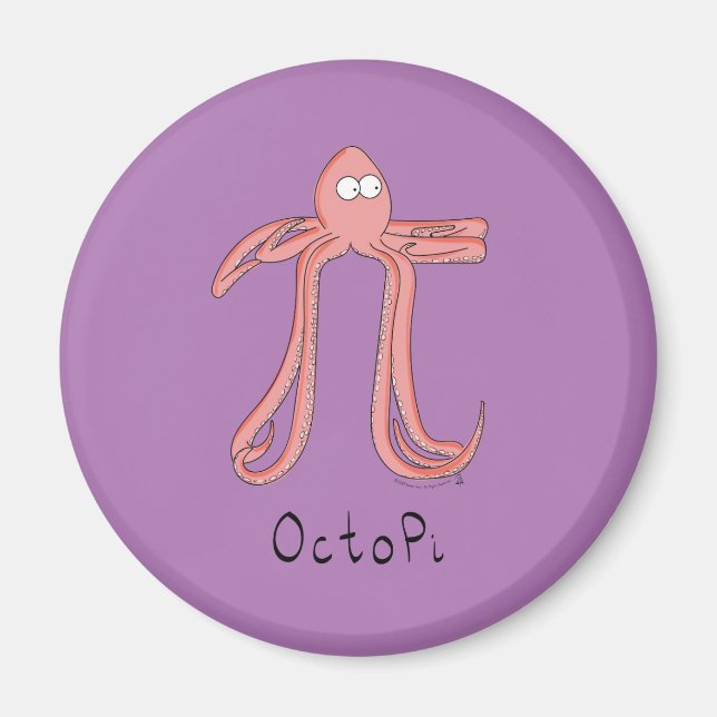 Octopus Pi Day Funny Cartoon Magnet (Front)