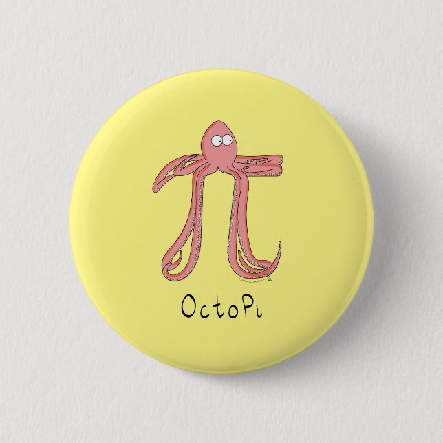 Octopus Pi Symbol Math Teacher Funny 2 Inch Round Button (Front)