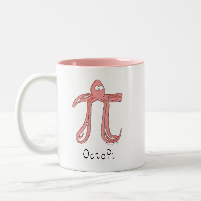 Octopus Pi Symbol Math Teacher Funny Two-Tone Coffee Mug (Left)