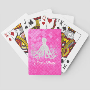 Octopus Pink Sea Glass Personalize Playing Cards