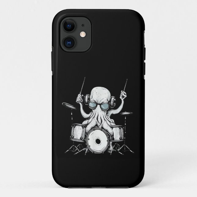 Octopus Playing Drums Drum Player Drummer Band Case-Mate iPhone Case (Back)