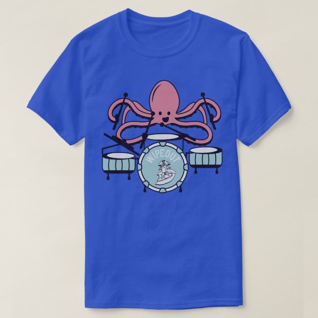 Octopus Playing Drums T-Shirt (Design Front)