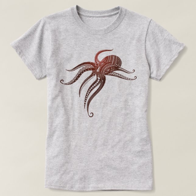 OCTOPUS POLYNESIAN TRIBAL T-Shirt (Design Front)