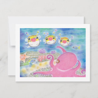 Octopus Porcupinefish Music Any Occasion Flat Card