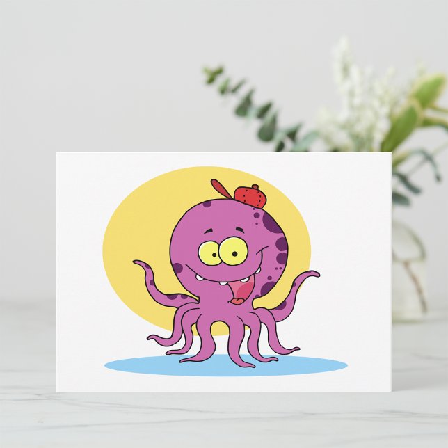 Octopus Portant Une Invitation De Casquette À Ball (Créateur téléchargé)