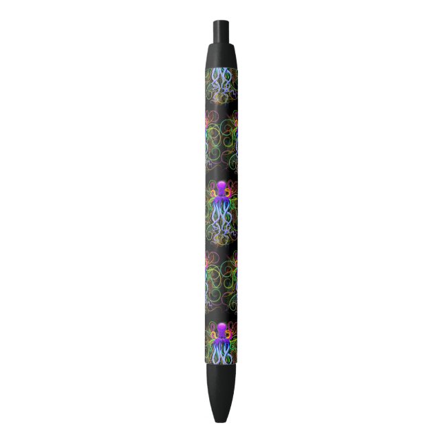 Octopus Psychedelic Luminescence Black Ink Pen (Front Vertical)