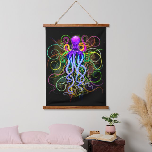 Octopus Psychedelic Luminescence Hanging Tapestry (Bedroom)