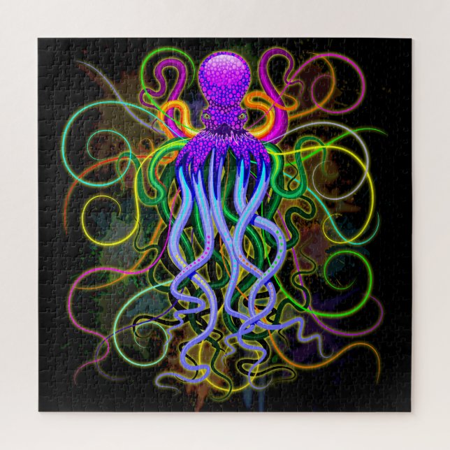 Octopus Psychedelic Luminescence Jigsaw Puzzle (Vertical)