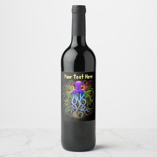 Octopus Psychedelic Luminescence Wine Label (Front)