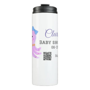 Octopus purple blue watercolor baby shower sea ani thermal tumbler