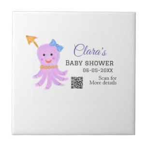 Octopus purple blue watercolor baby shower sea ani tile