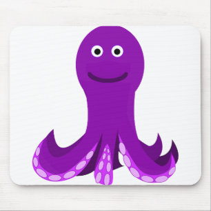 Octopus Purple Happy Smiling Cartoon Sealife Mouse Pad