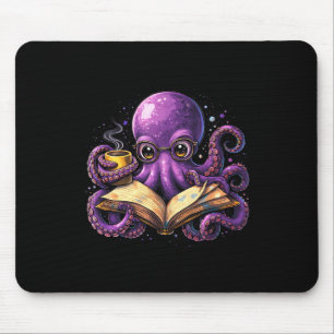 Octopus reading book coffee lover bookish caffeine mouse pad