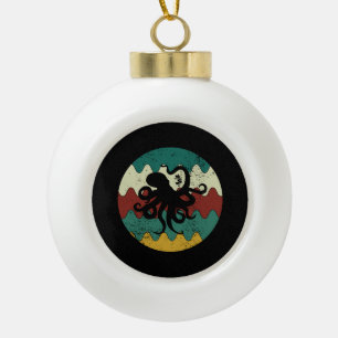 Octopus Retro Ceramic Ball Christmas Ornament