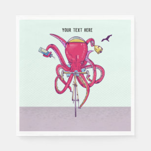 Octopus Riding a bike Napkin