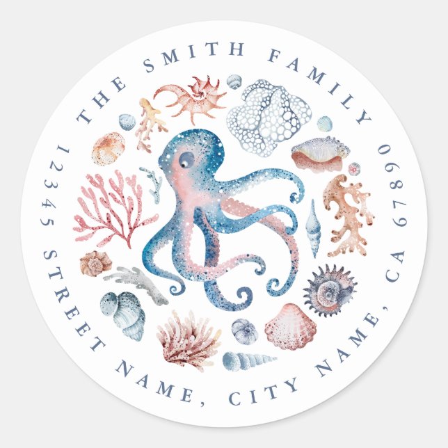 Octopus Round Stickers (Front)