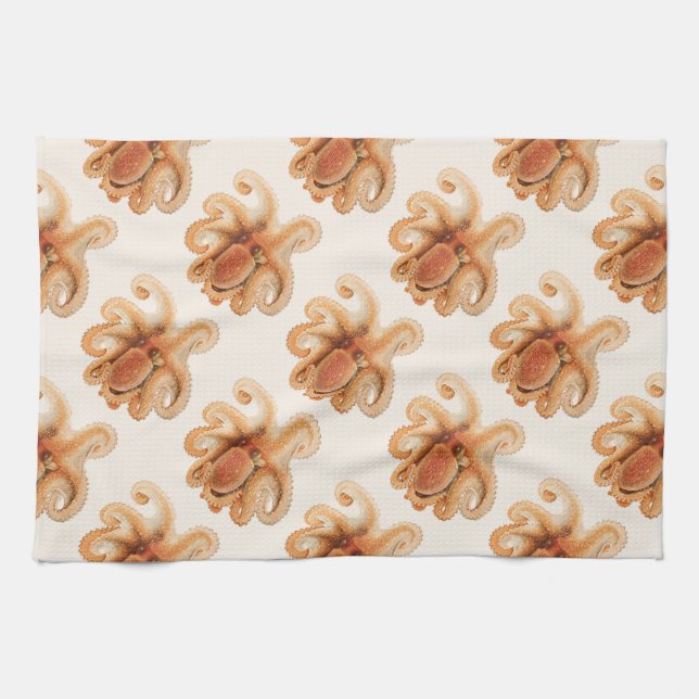 Octopus Salutii, Vintage Marine Aquatic Animals Kitchen Towel (Horizontal)