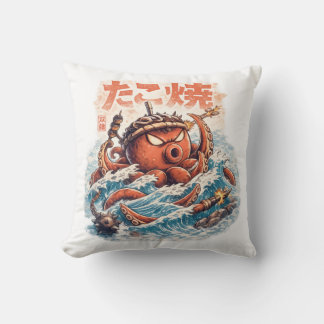 Octopus Samurai Fury – Japanese Inspired Ocean Art Throw Pillow