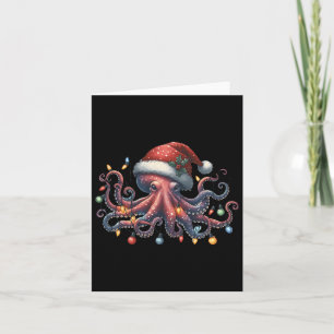 Octopus Santa Christmas Lights Ocean Octopus Anima Card