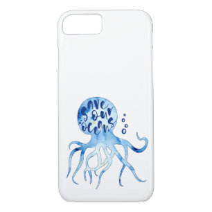 Octopus Save Our Oceans Calligraphy Watercolor Art Case-Mate iPhone Case