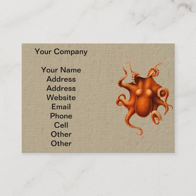 Octopus Sea Monster Creature Cephalapod Vintage Business Card (Front)