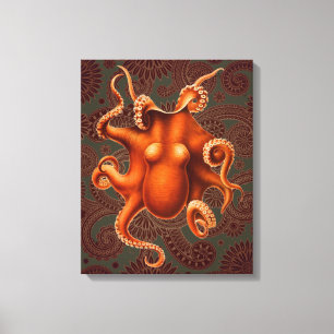 Octopus Sea Monster Creature Cephalapod Vintage Canvas Print