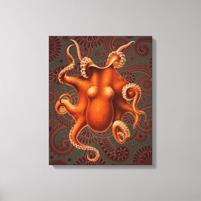 Octopus Sea Monster Creature Cephalapod Vintage Canvas Print (Front)