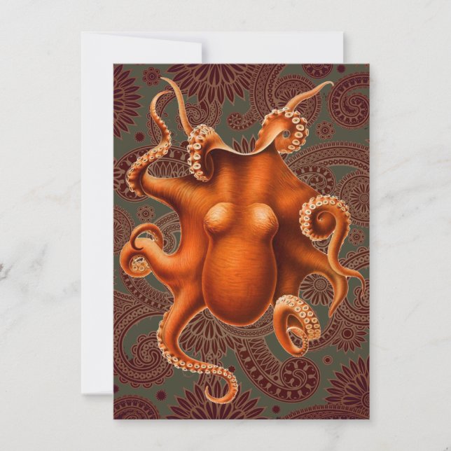 Octopus Sea Monster Creature Cephalapod Vintage Invitation (Front)