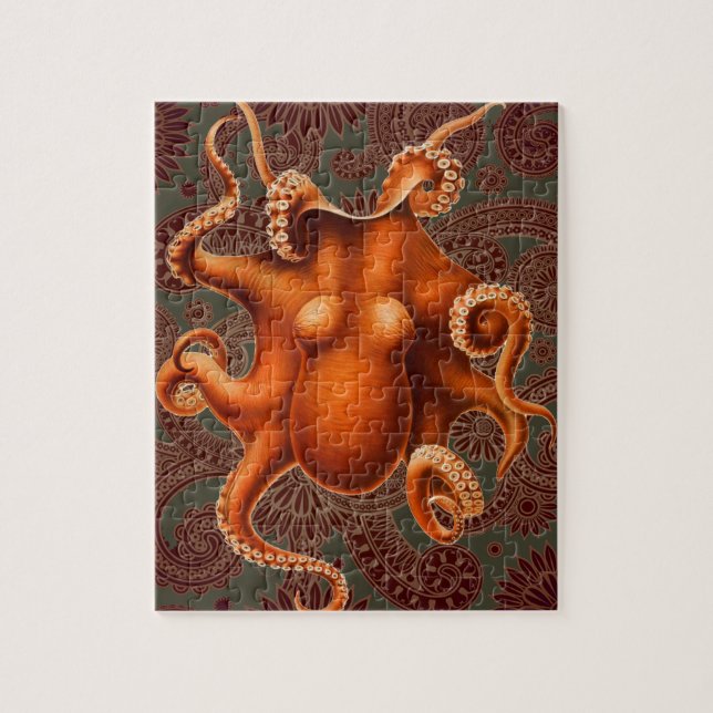 Octopus Sea Monster Creature Cephalapod Vintage Jigsaw Puzzle (Vertical)