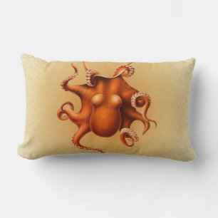 Octopus Sea Monster Creature Cephalapod Vintage Lumbar Pillow