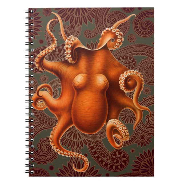 Octopus Sea Monster Creature Cephalapod Vintage Notebook (Front)